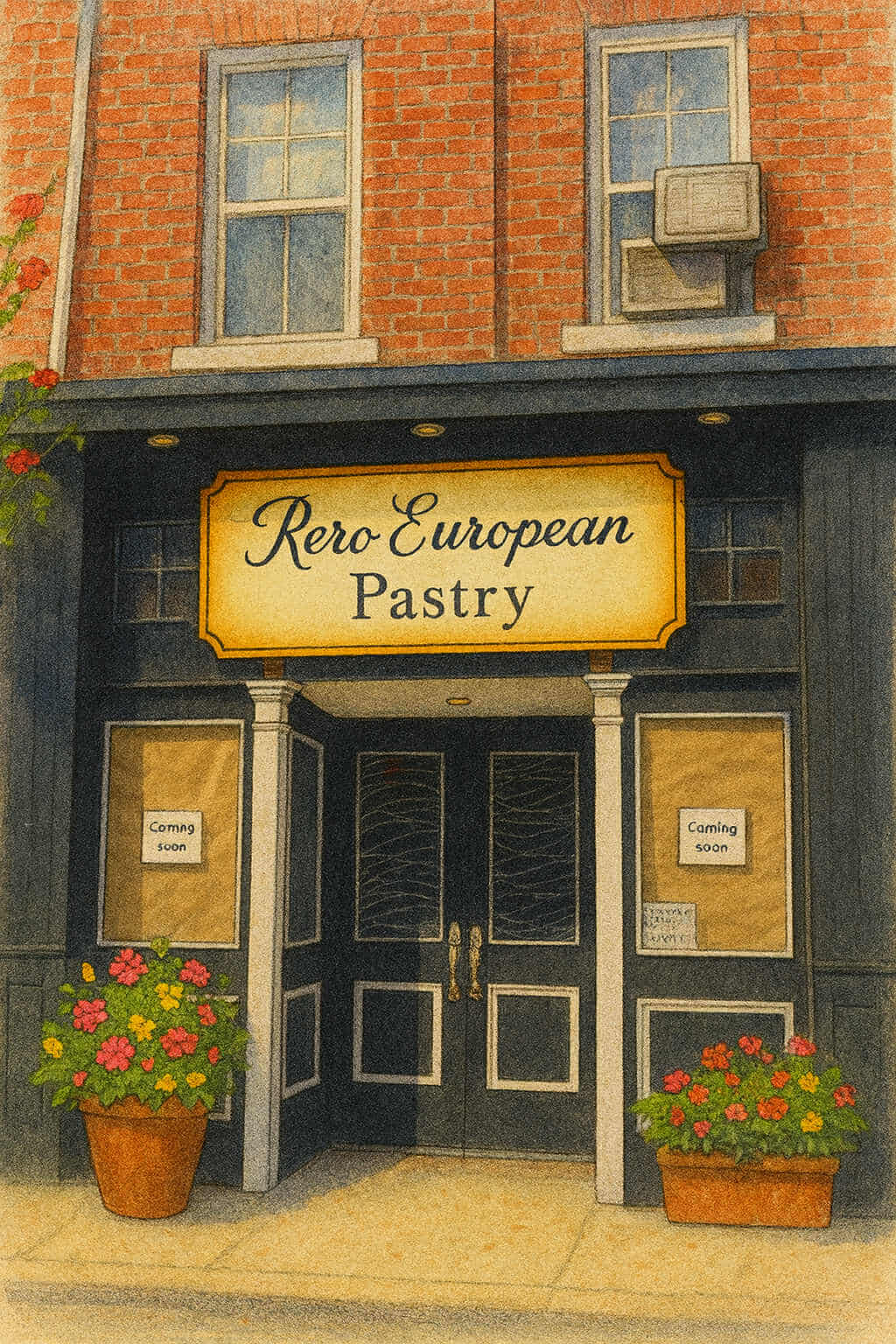Illustration of the Rero European Pastry storefront on King Street